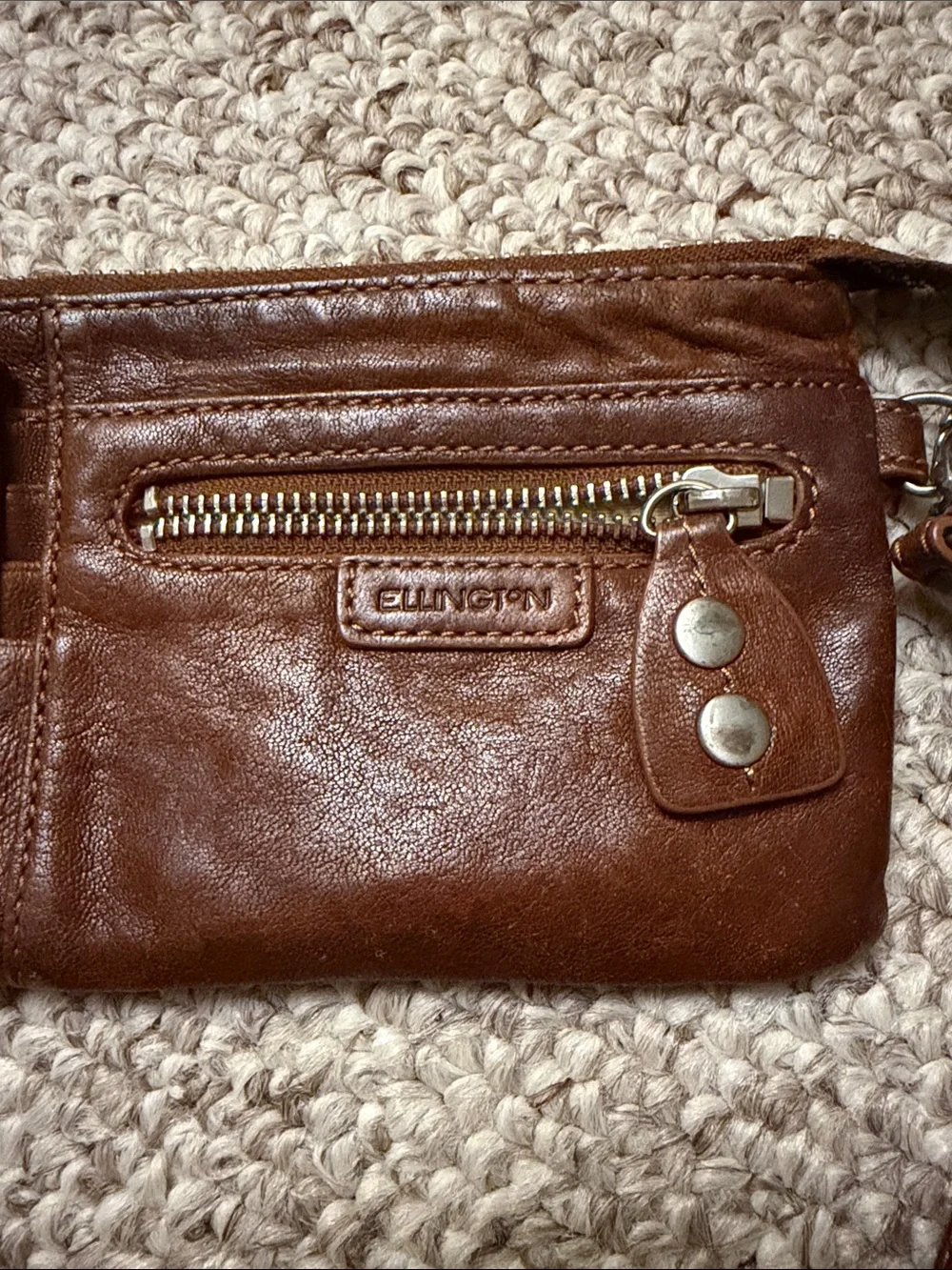 Ellington Brown Leather Wristlet Wallet